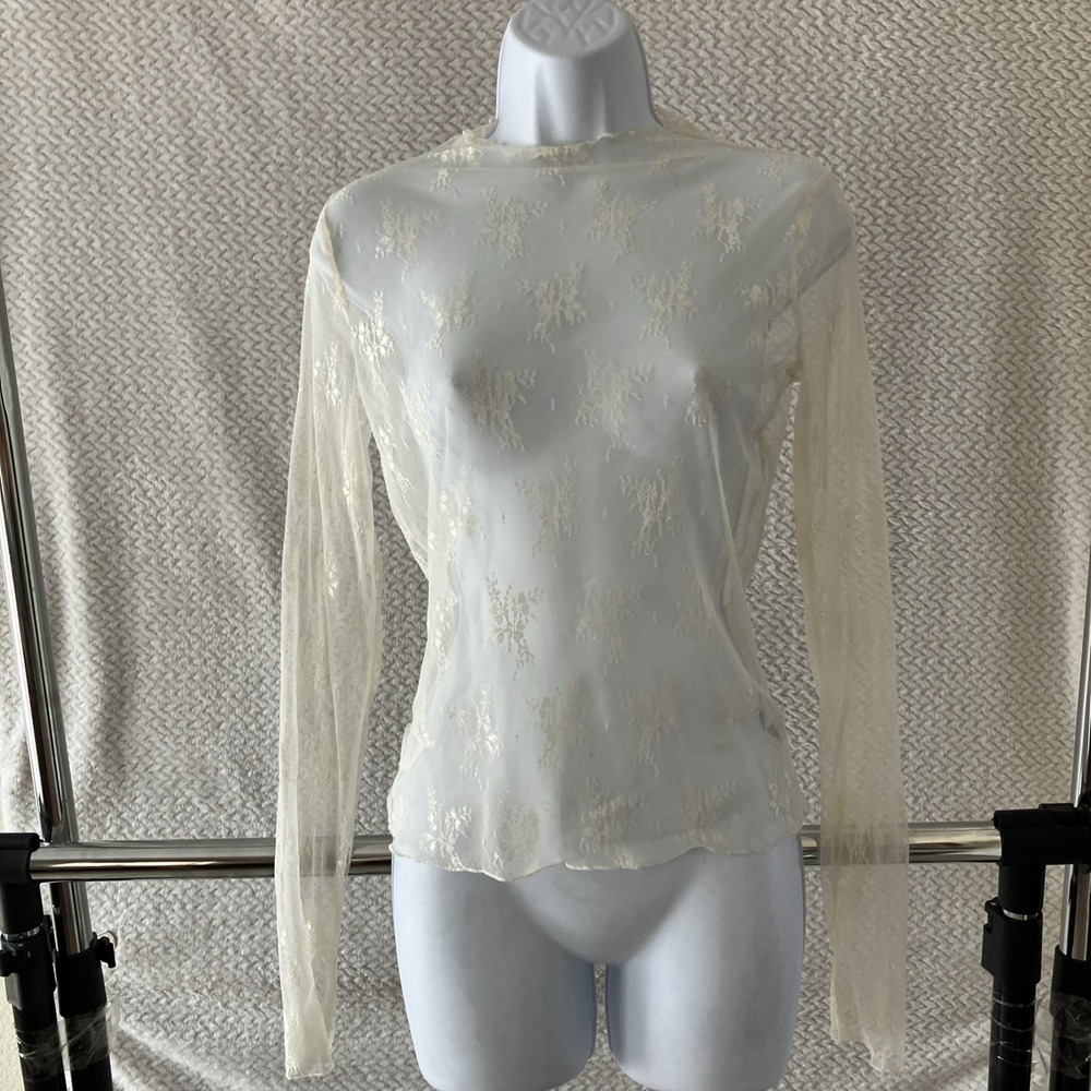 Wild Fable Long Sleeve Sheer Lace Top Small Romantic Floral Fairy Angel Layer
